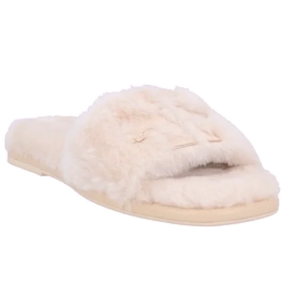 ❤️ NIB New Tory Burch Natural Cream Shearling Slide Sandal Size 5 83484 Saks5th - Picture 4 of 6